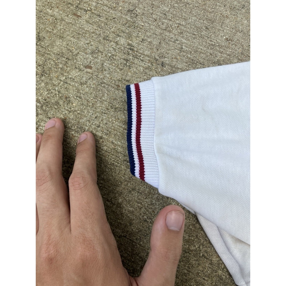 Vintage 70's Stan Smith Duofold White Tennis Polo Shirt Size Large Made In USA - Picture 5 of 11